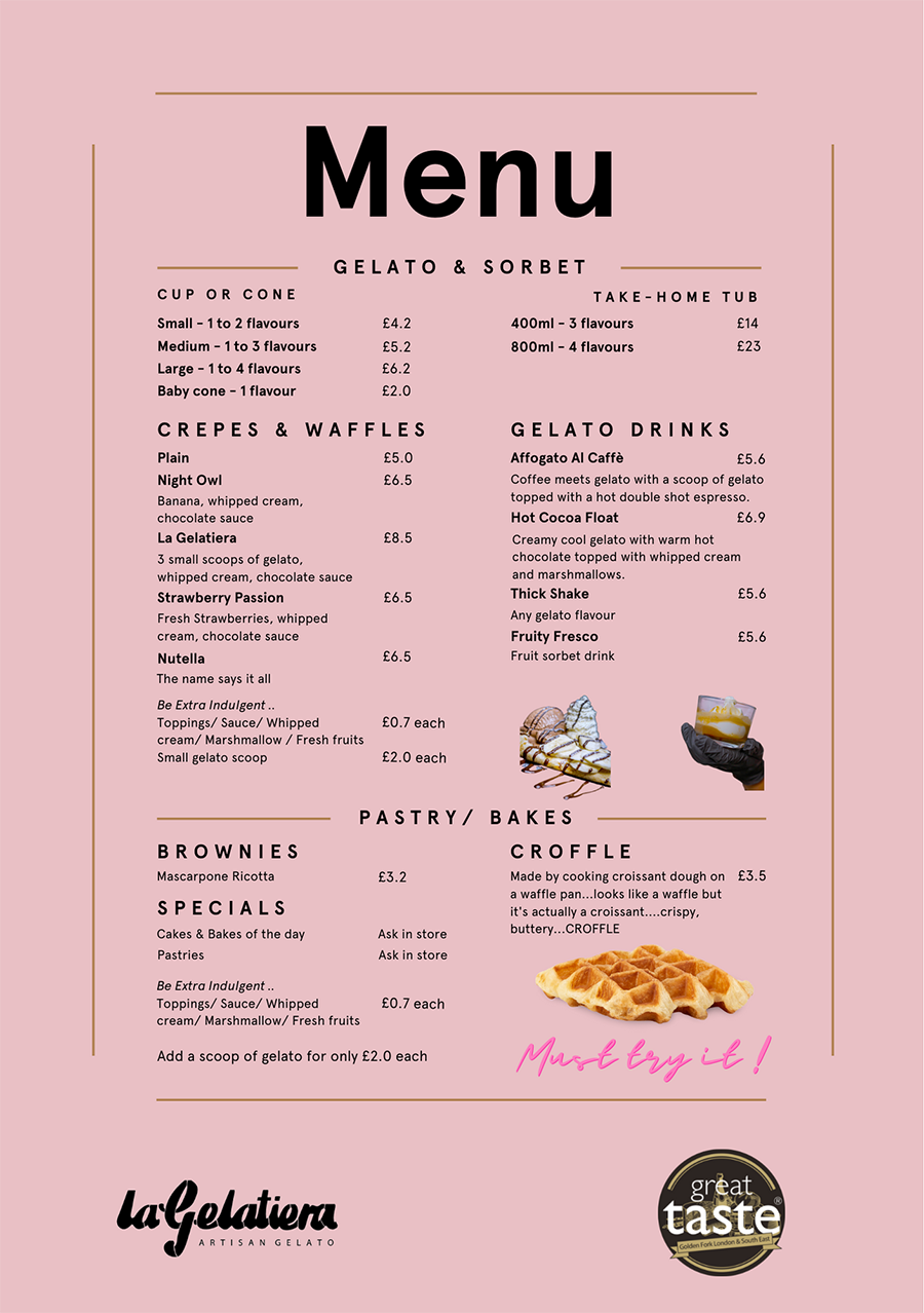 The Covent Garden Menu