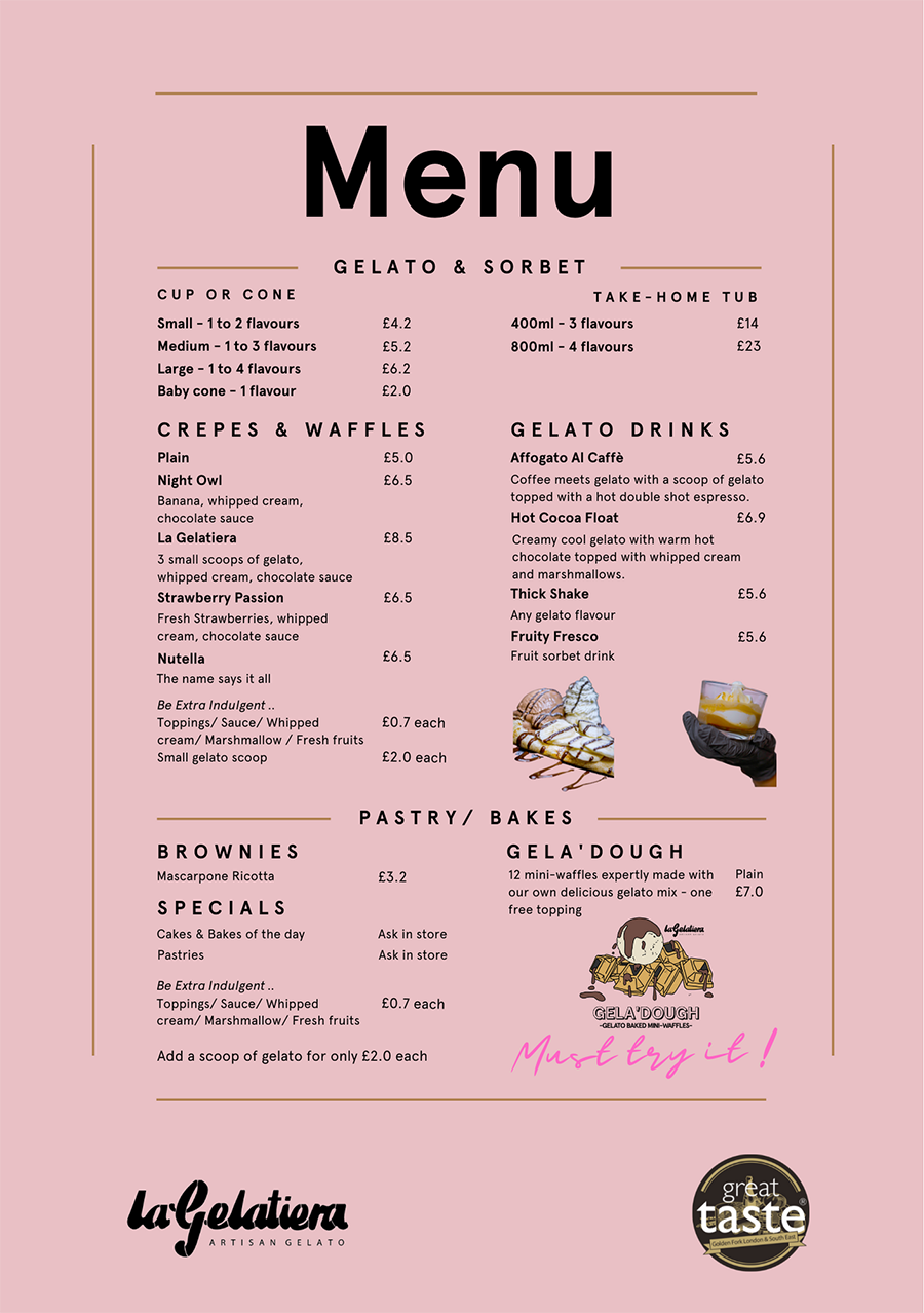 The Covent Garden Menu